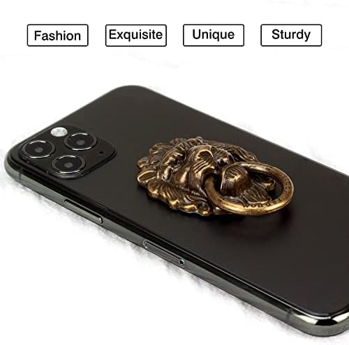 [2 מארז] האריה ראש טלפון סלולרי טבעת מחזיק מעמד, 360 תואר סיבוב אצבע טבעת רגלית עם מלוטש מתכת טלפון גריפ מגנטי